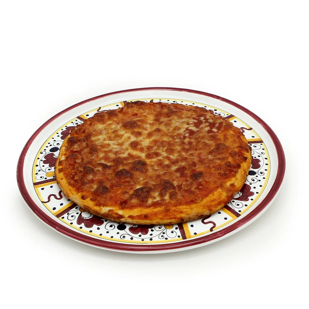 ORVIETO RED ROOSTER: Deruta Pizza Plate - Cake or Cheese Platter. - Image 3