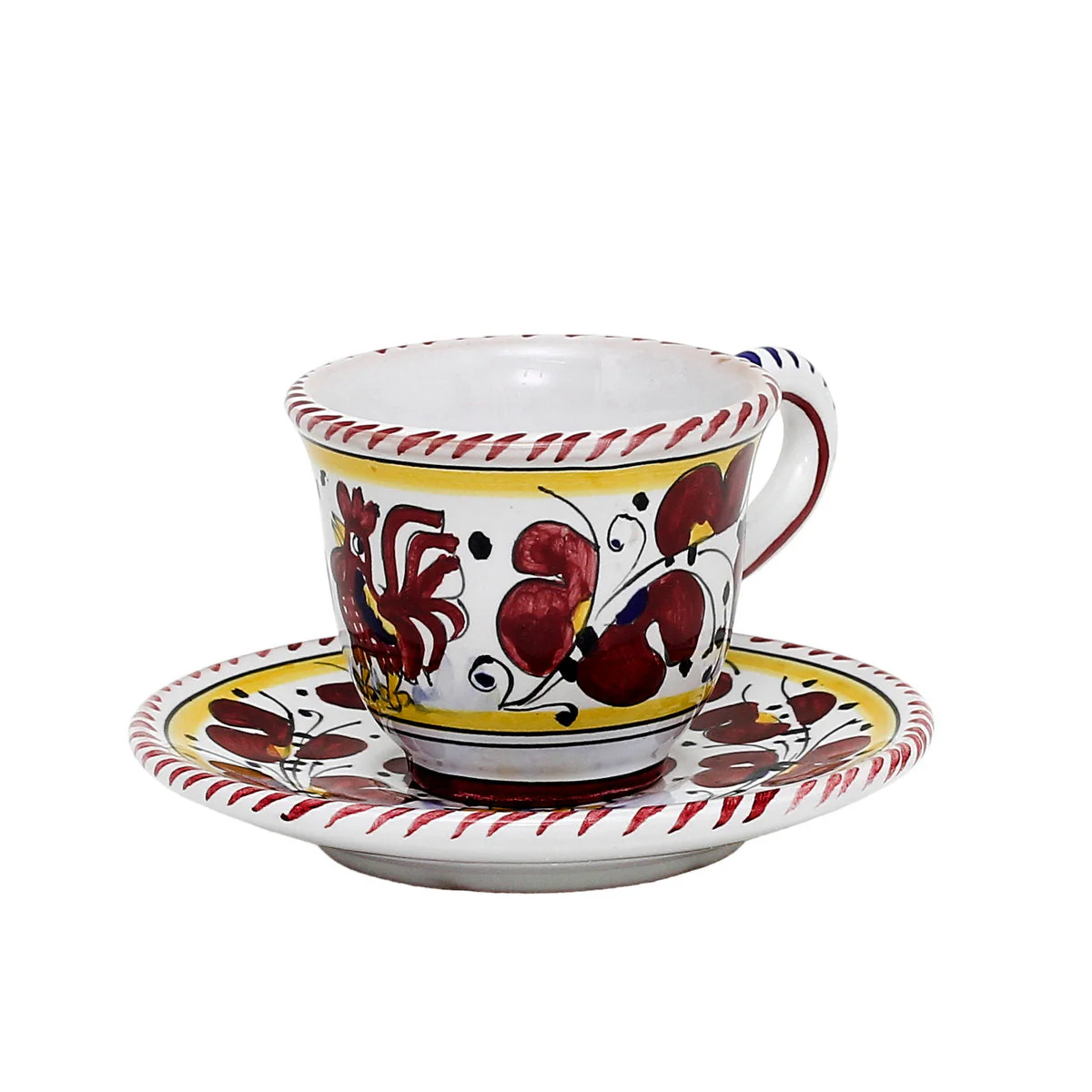 ORVIETO RED ROOSTER: Espresso cup and Saucer - Image 3