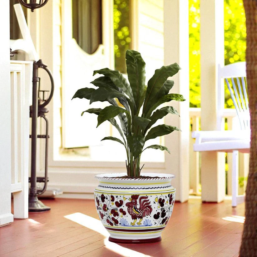ORVIETO RED ROOSTER: Luxury Cachepot Planter Large - Image 2