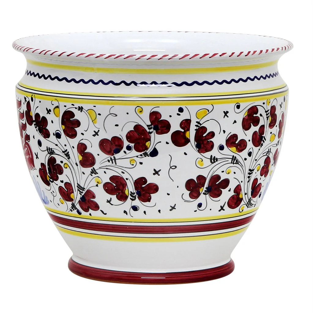 ORVIETO RED ROOSTER: Luxury Cachepot Planter Large - Image 3