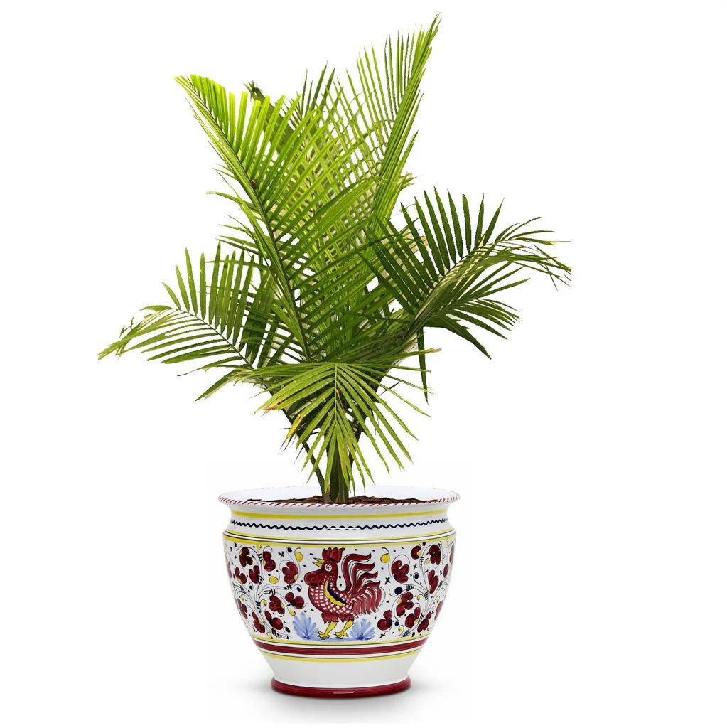 ORVIETO RED ROOSTER: Luxury Cachepot Planter Large - Image 4