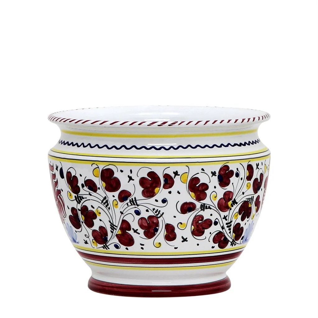 ORVIETO RED ROOSTER: Luxury Cachepot Planter Small - Image 3