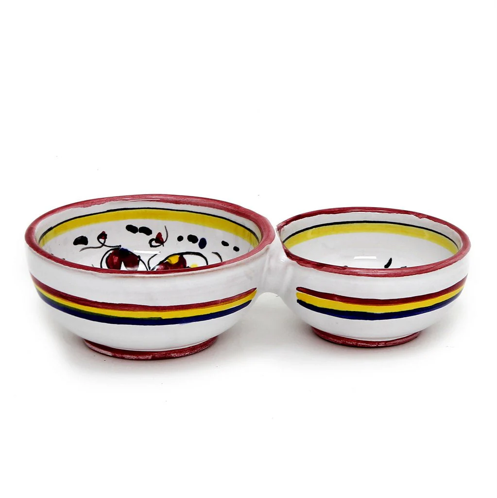 ORVIETO RED ROOSTER: Olive Dish Bowl - Relish and Condiments divided bowl - Image 4