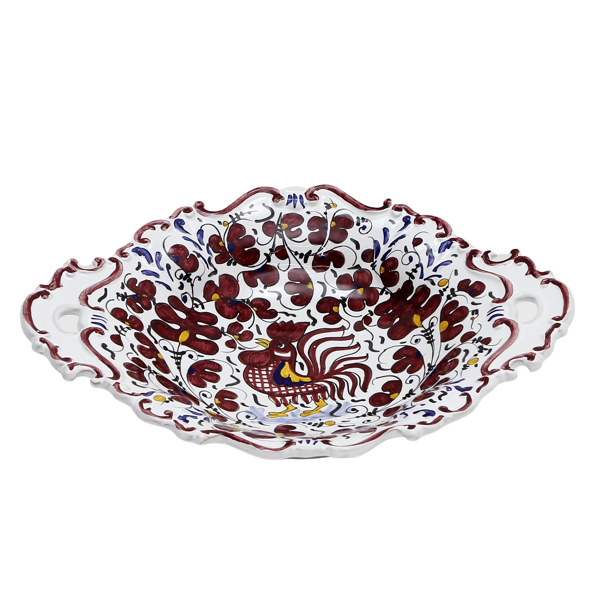 ORVIETO RED ROOSTER: Oval Tray with Handles [R] - Image 4