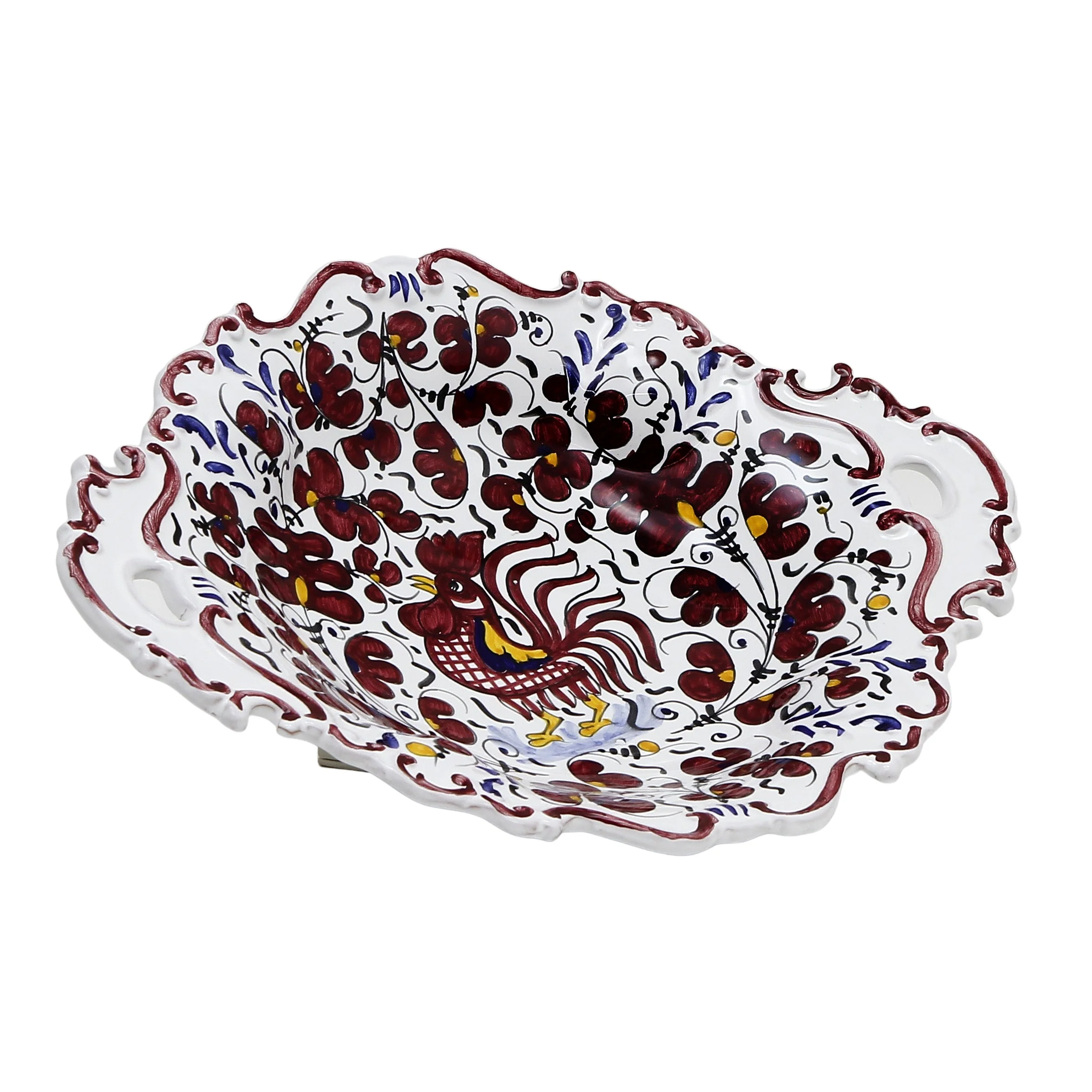 ORVIETO RED ROOSTER: Oval Tray with Handles [R] - Image 5