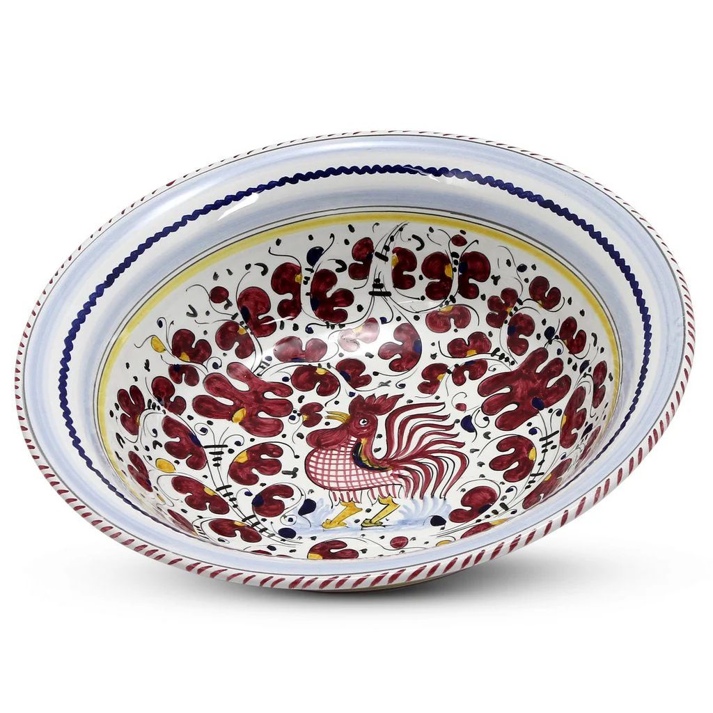 ORVIETO RED ROOSTER: Large Pasta/Salad Serving Bowl - Image 2