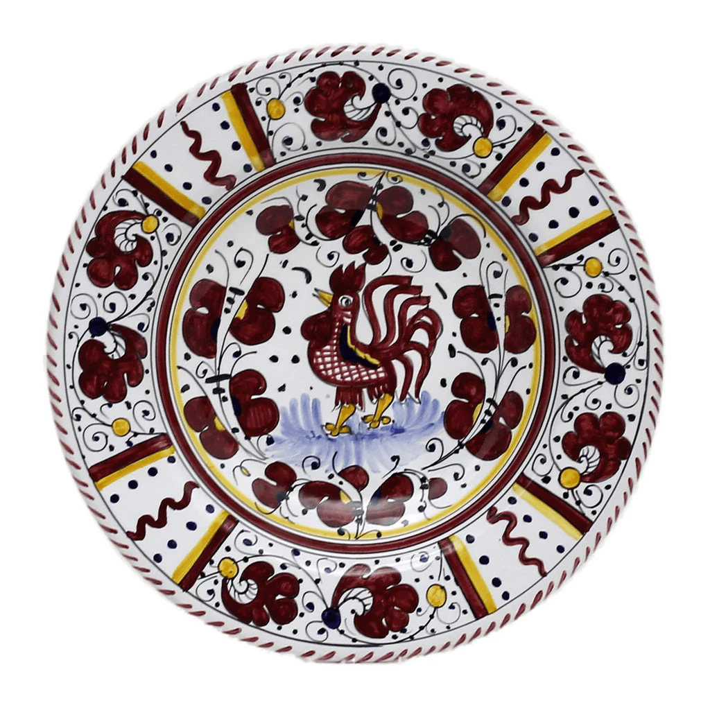 ORVIETO RED ROOSTER: Pasta/Soup Rimmed Bowl Plate - Image 2