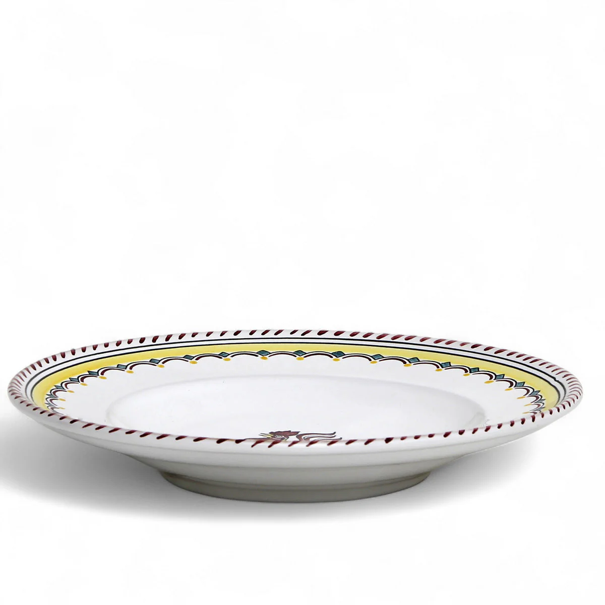 ORVIETO RED ROOSTER SIMPLE: Pasta/Soup Rimmed Bowl Plate - Image 2