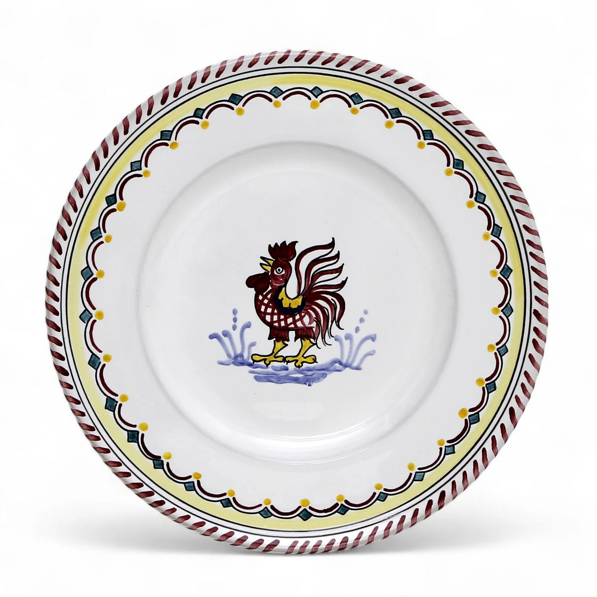 ORVIETO RED ROOSTER SIMPLE: Pasta/Soup Rimmed Bowl Plate - Image 3
