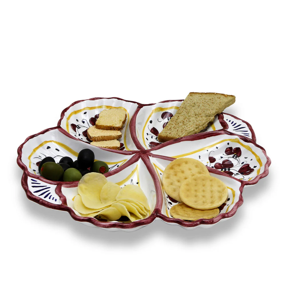 ORVIETO RED ROOSTER: Snack Tray Fiore/Shell - Six Compartments - Image 2