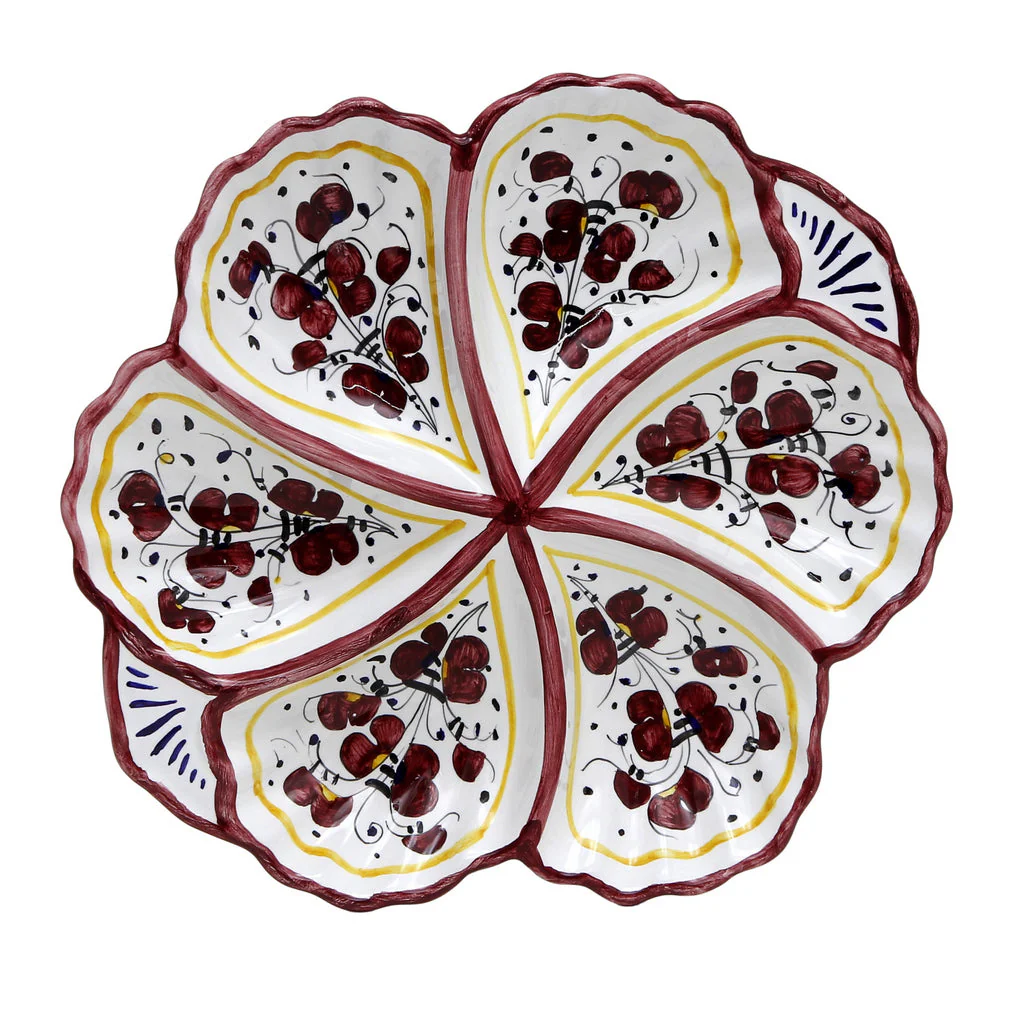 ORVIETO RED ROOSTER: Snack Tray Fiore/Shell - Six Compartments - Image 3