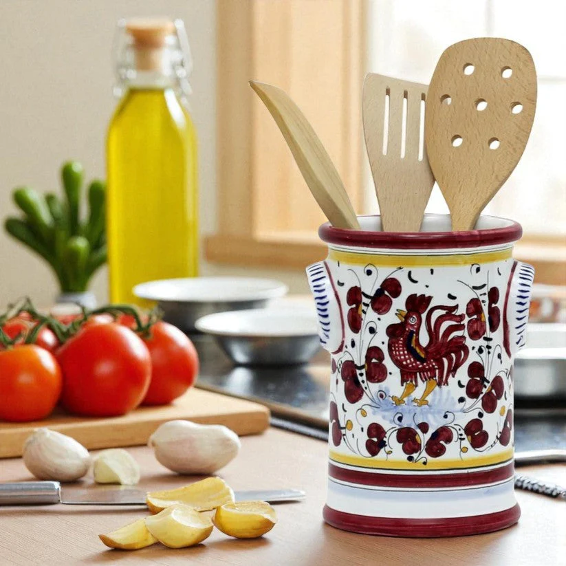ORVIETO RED ROOSTER: Utensil Holder - Image 2