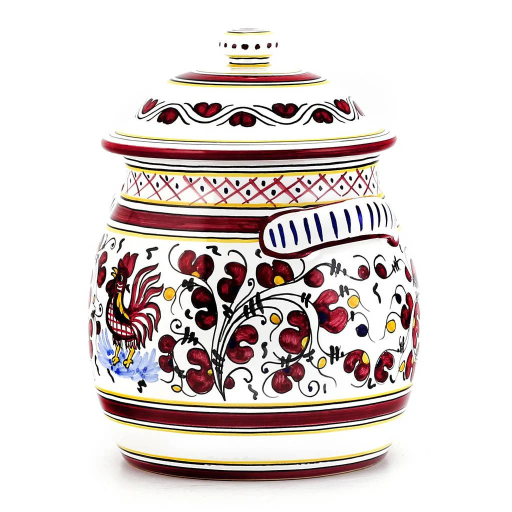 ORVIETO RED ROOSTER: Traditional Biscotti Jar - Image 4