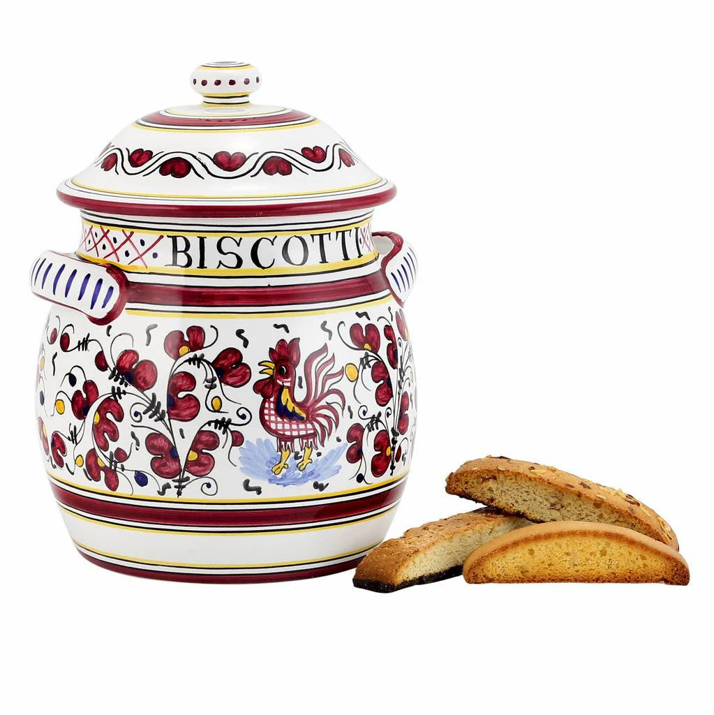 ORVIETO RED ROOSTER: Traditional Biscotti Jar - Image 5