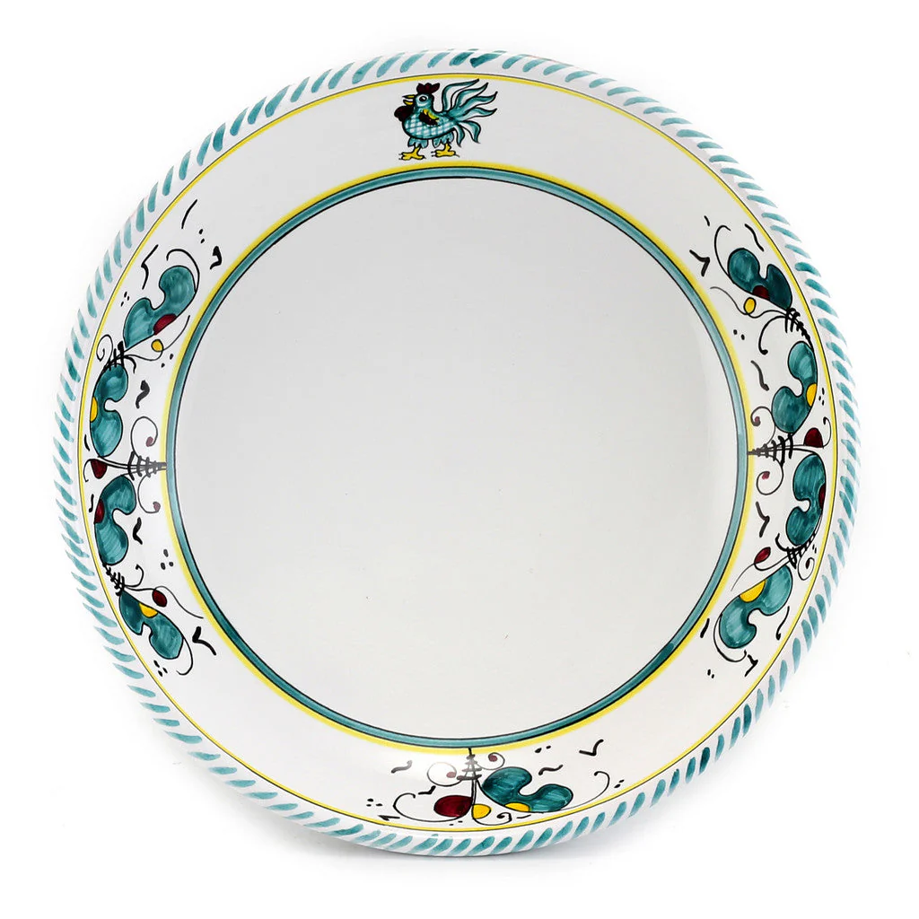 ORVIETO GREEN ROOSTER: Risotto/Pasta/Cioppino round shallow coupe bowl - Image 3
