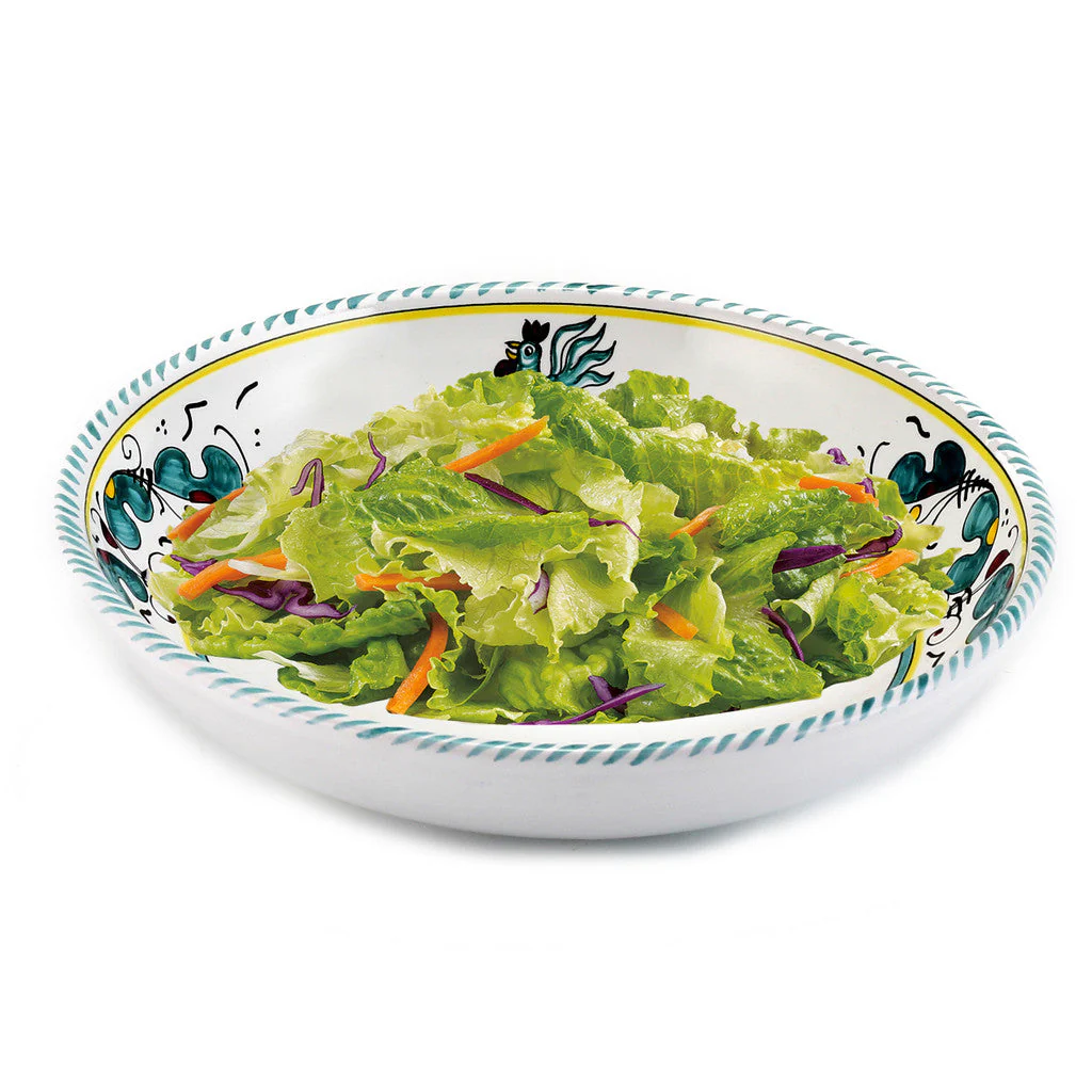 ORVIETO GREEN ROOSTER: Risotto/Pasta/Cioppino round shallow coupe bowl - Image 4