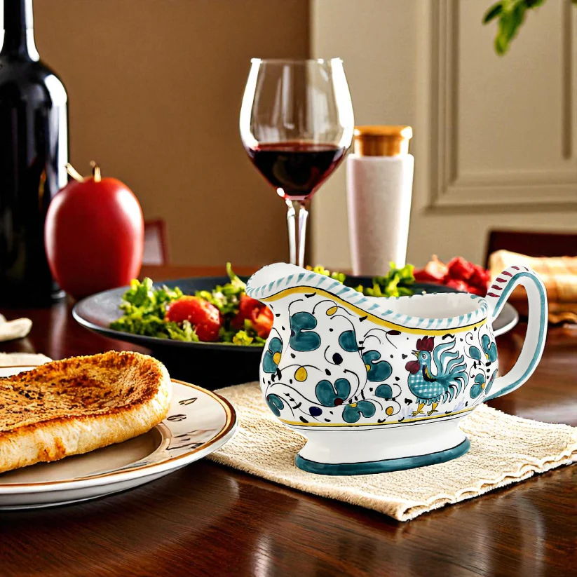 ORVIETO GREEN ROOSTER: Gravy Sauce boat - Image 2