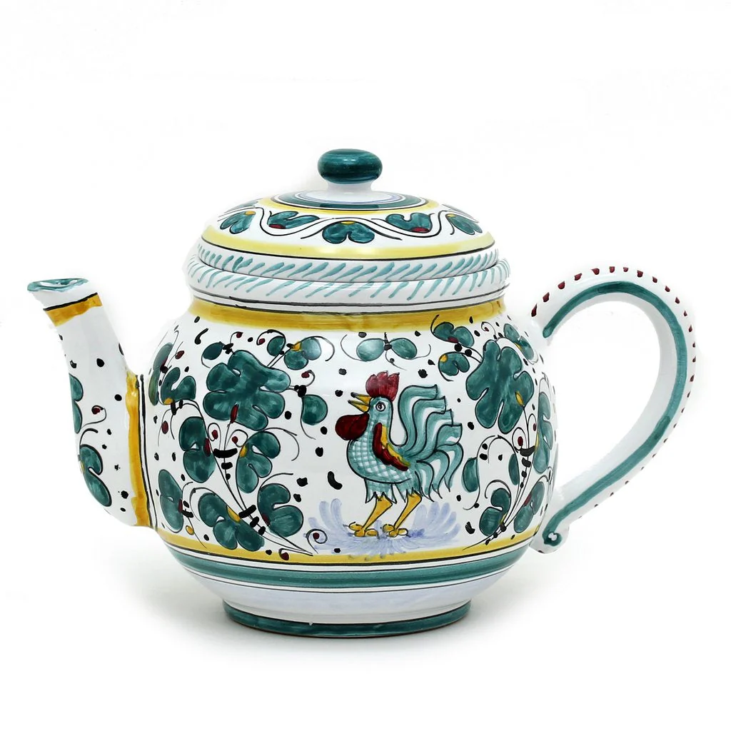 ORVIETO GREEN ROOSTER: Teapot (6 Cups - 48 Fl Oz - 1.4 Liter) - Image 3