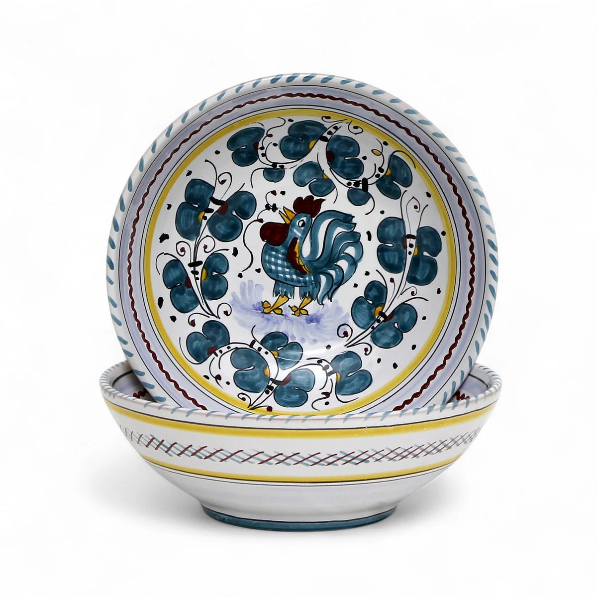 ORVIETO GREEN ROOSTER: Coupe Pasta/Soup Bowl - Image 2