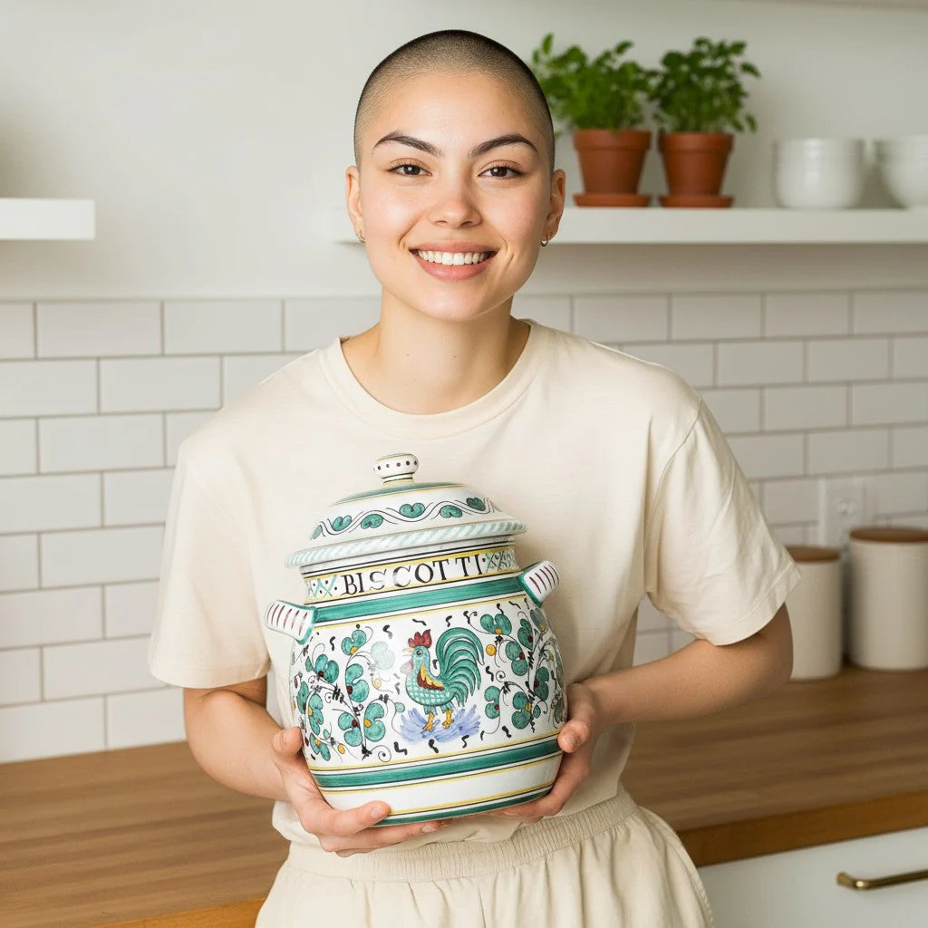 ORVIETO GREEN ROOSTER: Traditional Biscotti Jar - Image 3