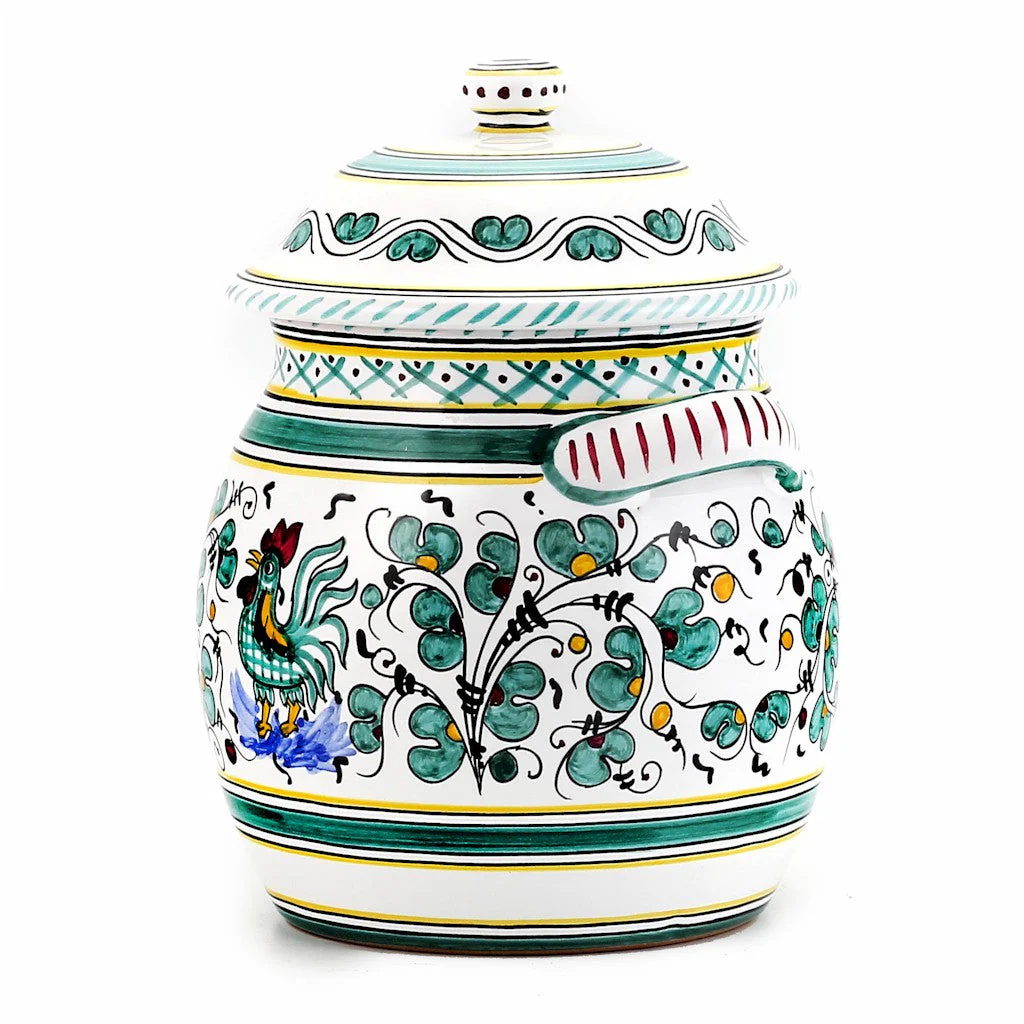 ORVIETO GREEN ROOSTER: Traditional Biscotti Jar - Image 4