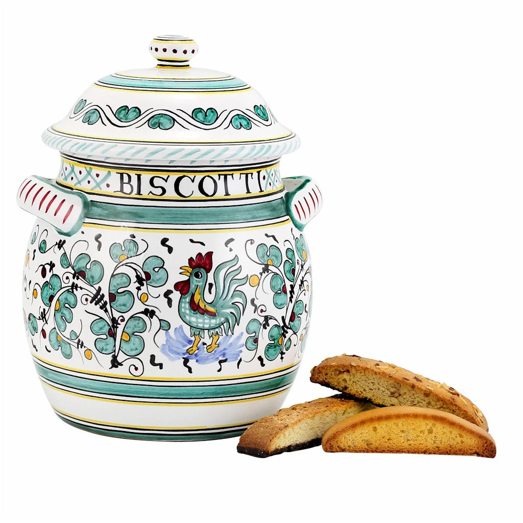 ORVIETO GREEN ROOSTER: Traditional Biscotti Jar - Image 5
