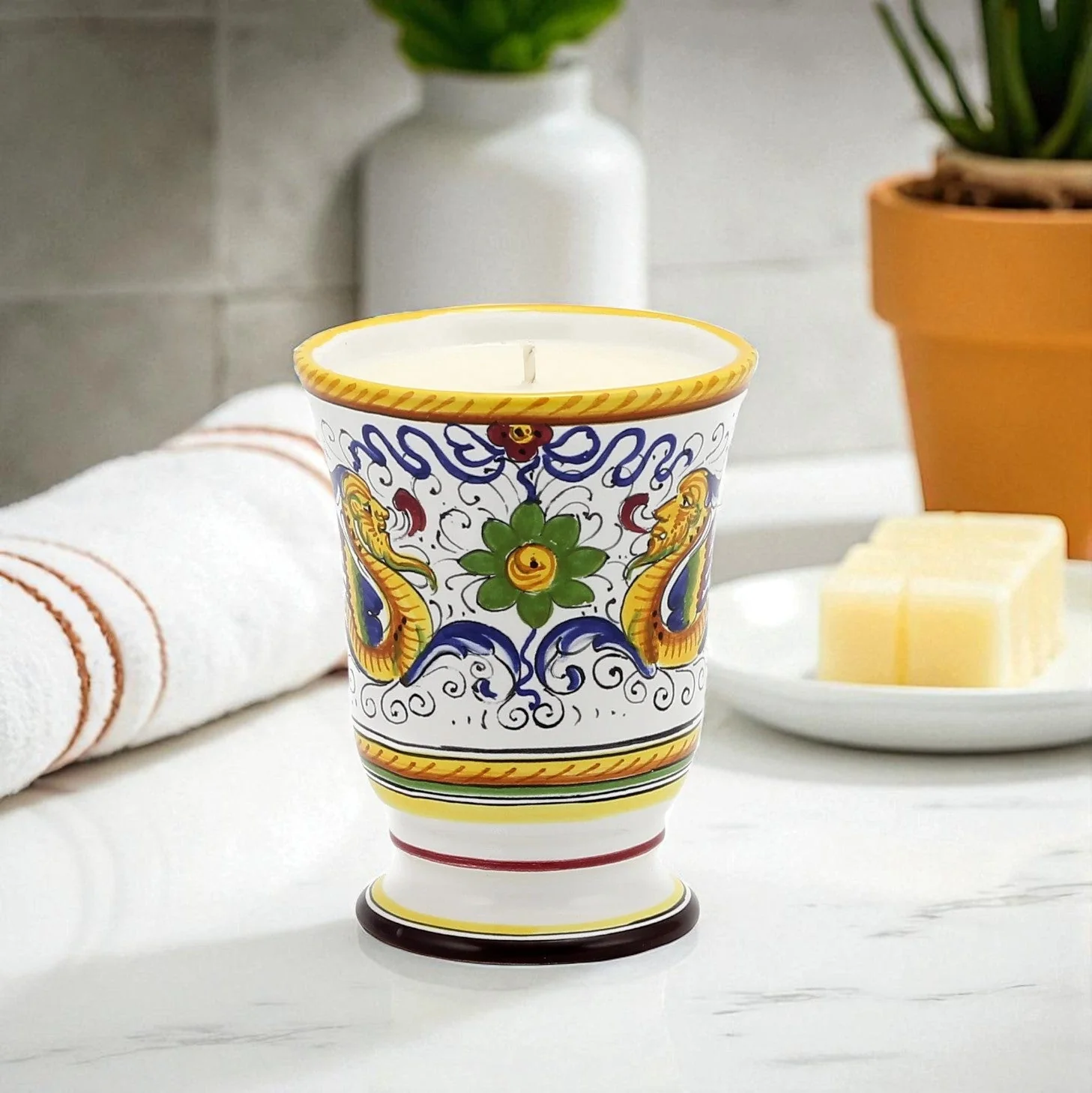 DERUTA CANDLES: Bell Cup Candle ~ Deruta Raffaellesco  Design - Image 4