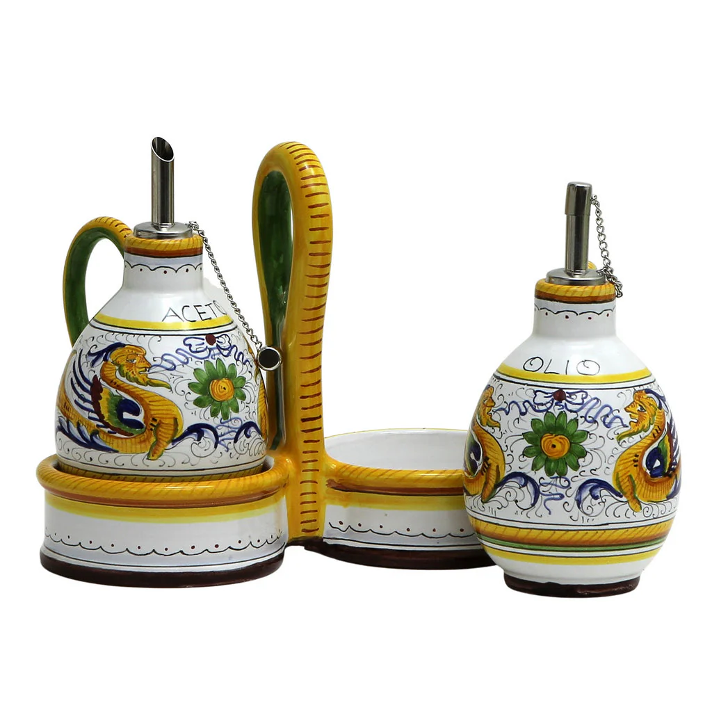 RAFFAELLESCO DELUXE: Oil and Vinegar cruets set with caddy - Image 3