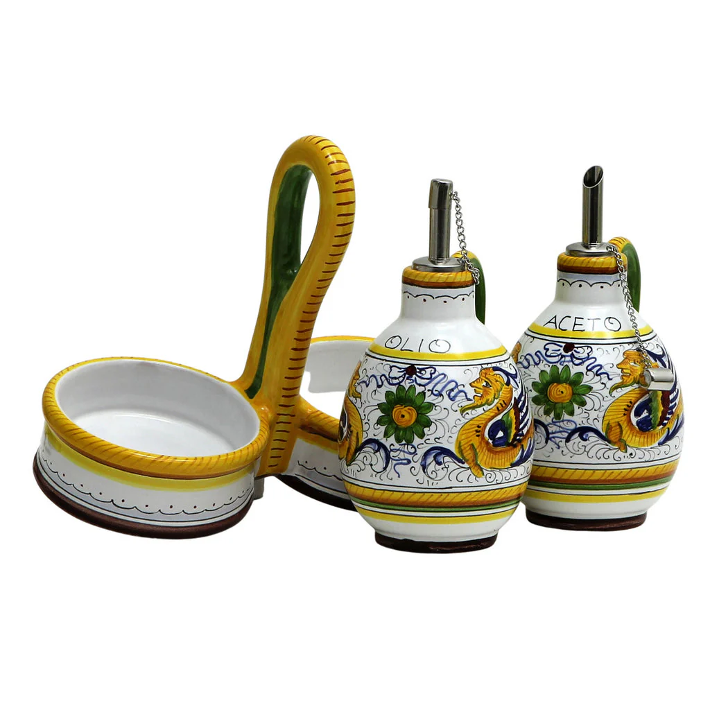 RAFFAELLESCO DELUXE: Oil and Vinegar cruets set with caddy - Image 4