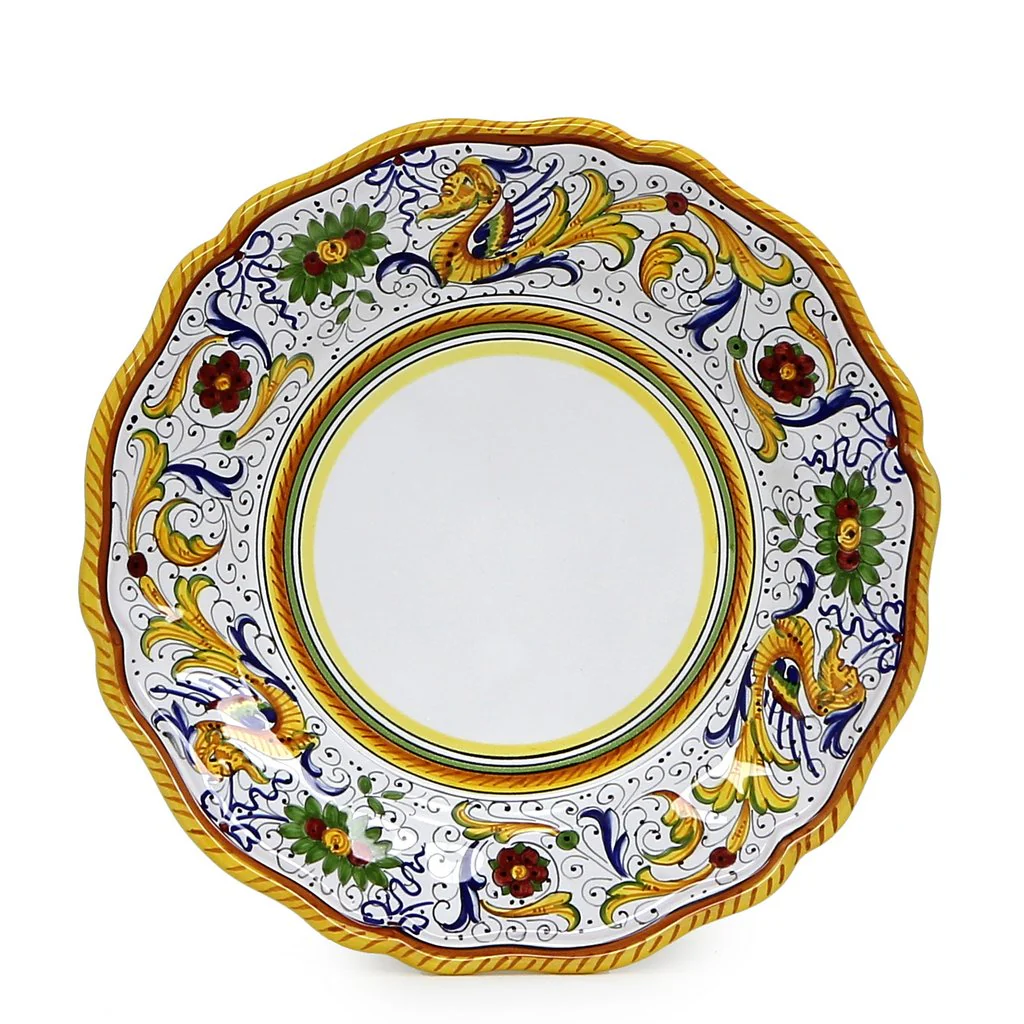 RAFFAELLESCO DELUXE: Pasta/Soup Scalloped Rimmed Bowl Plate (White Center) - Image 2
