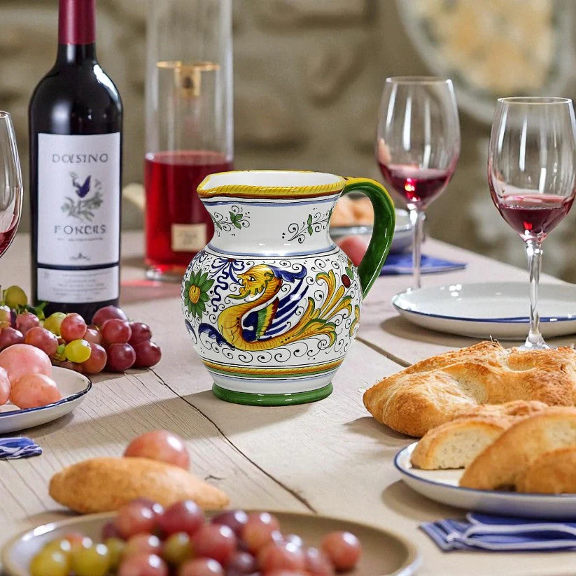 RAFFAELLESCO DELUXE: Traditional Deruta Pitcher (1 Liter - 34 OZ. - 4 Cups) - Image 2