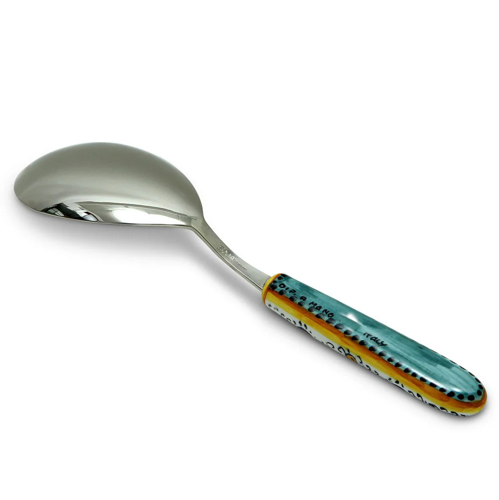 RICCO DERUTA DELUXE: Ceramic Handle Serving 'Risotto' Spoon Ladle with 18/10 stainless steel cutlery. - Image 3