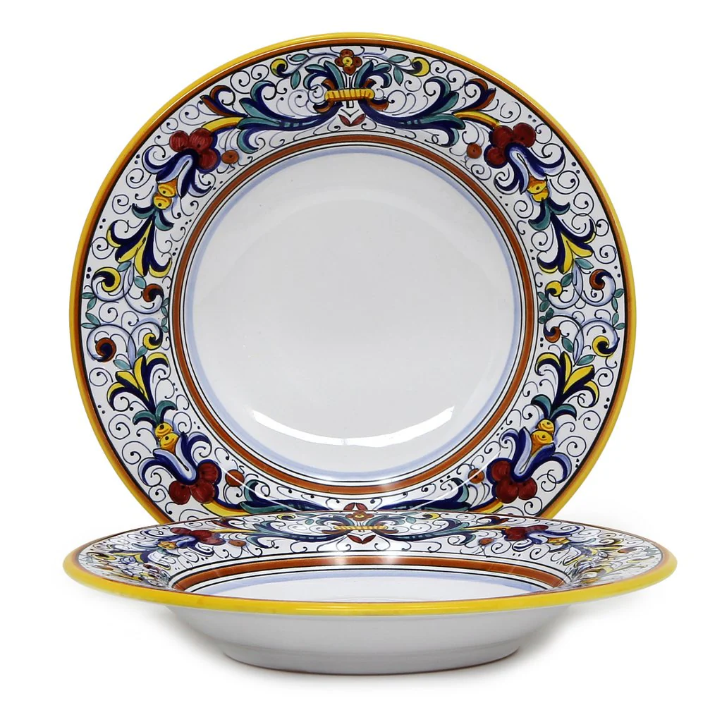 RICCO DERUTA DELUXE: Pasta/Soup Rimmed Bowl Plate (White Center)
