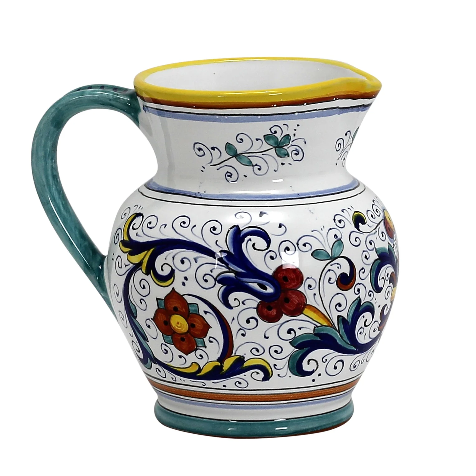 RICCO DERUTA DELUXE: Traditional Deruta Pitcher (1 Liter - 34 OZ. - 4 Cups) - Image 3