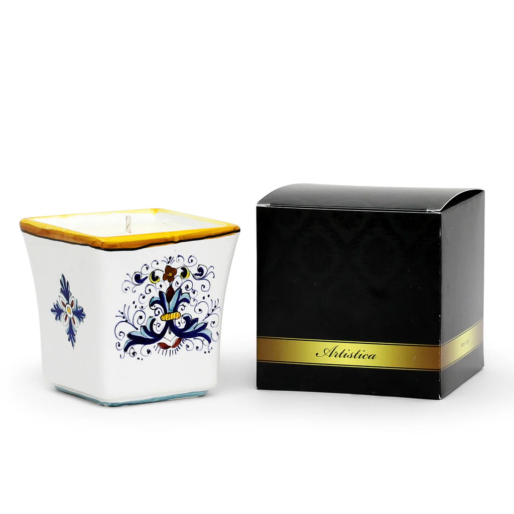 DERUTA CANDLES: Square Flared Candle Ricco Deruta Design - Image 5