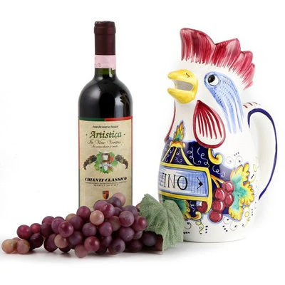 IN VINO VERITAS: Traditional Italian Rooster of Fortune Wine Pitcher (Large=1.5 Liter 50 Oz) - Image 5